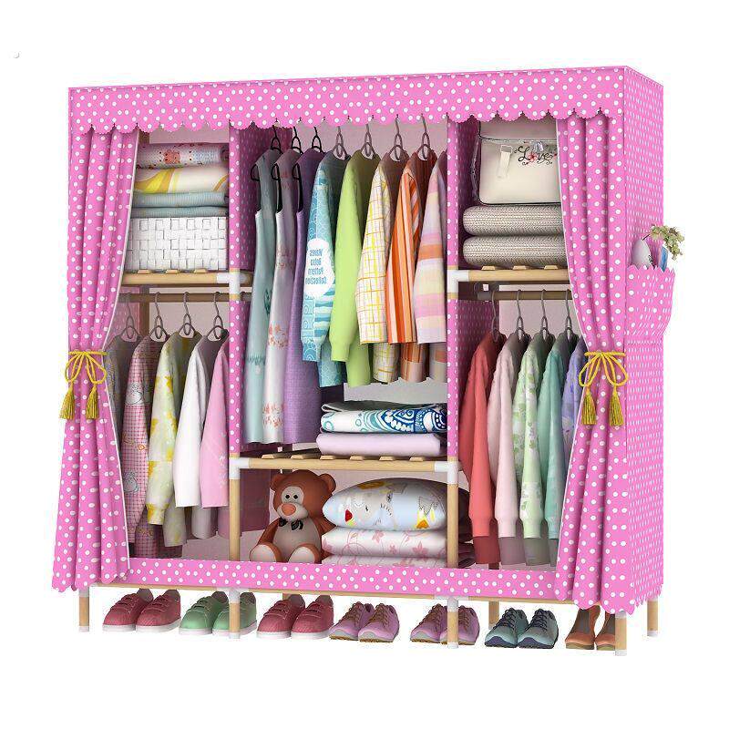 衣柜实木简易布衣柜收纳架组装衣橱单双人大号加厚牛津布折叠柜子