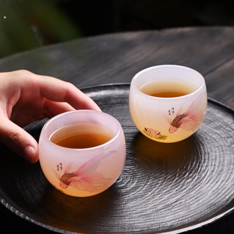 茶杯单个人专用杯琉璃主人杯功夫茶杯泡茶盏杯大号精品礼盒品茗杯