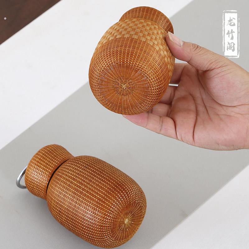 车载手工竹编高档不锈钢高颜值可携式旅行女杯保温杯水杯小茶杯复