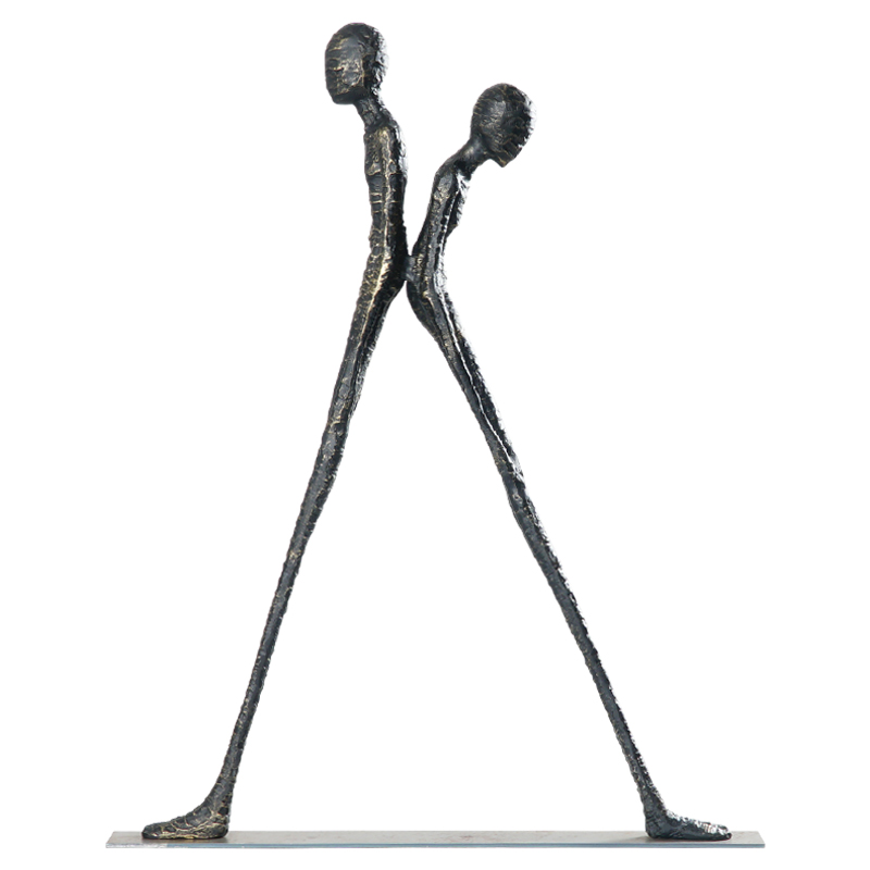 人物雕塑艺术品样板房桌面现代抽象创意铁艺摆件金属长腿坐姿人像
