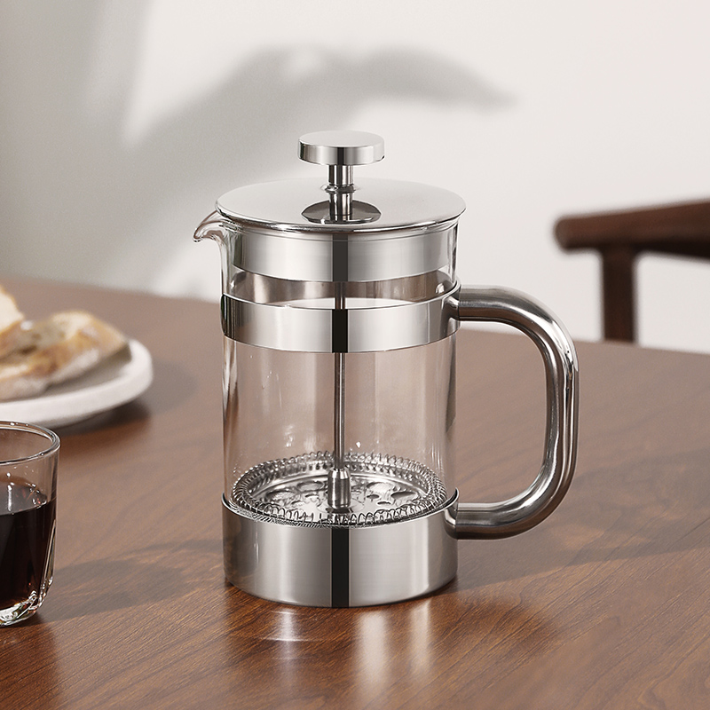 缤享玻璃法压壶咖啡壶不锈钢滤压壶家用泡茶打奶泡法式咖啡过滤器