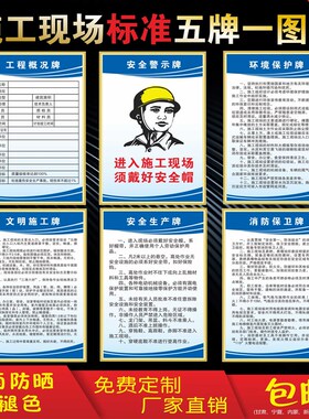 建筑工地五牌一图项目部管理制度牌施工警示牌八大员岗位职责定做