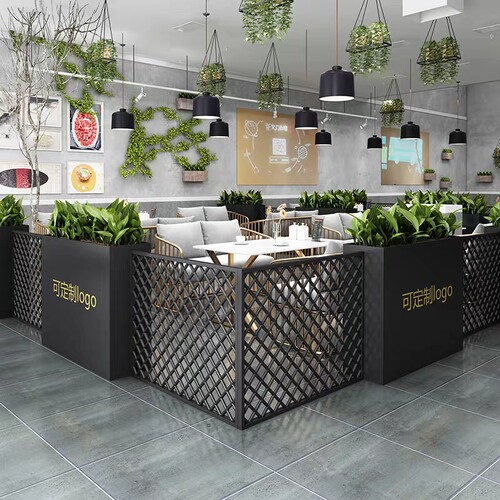 栅栏花箱组合餐厅奶茶店围栏隔断花盆商业街售楼部花槽花坛定制