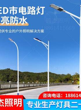 LED路灯100W单双臂户外6米7米市政工程道路亮化灯LED市电路灯