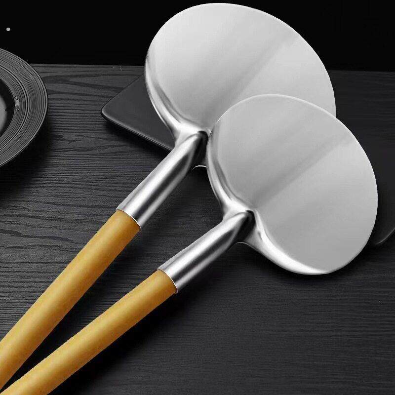 农家锅铲武陵山苗家土家圆口不粘锅锅铲原木手柄炒菜不锈钢铲子