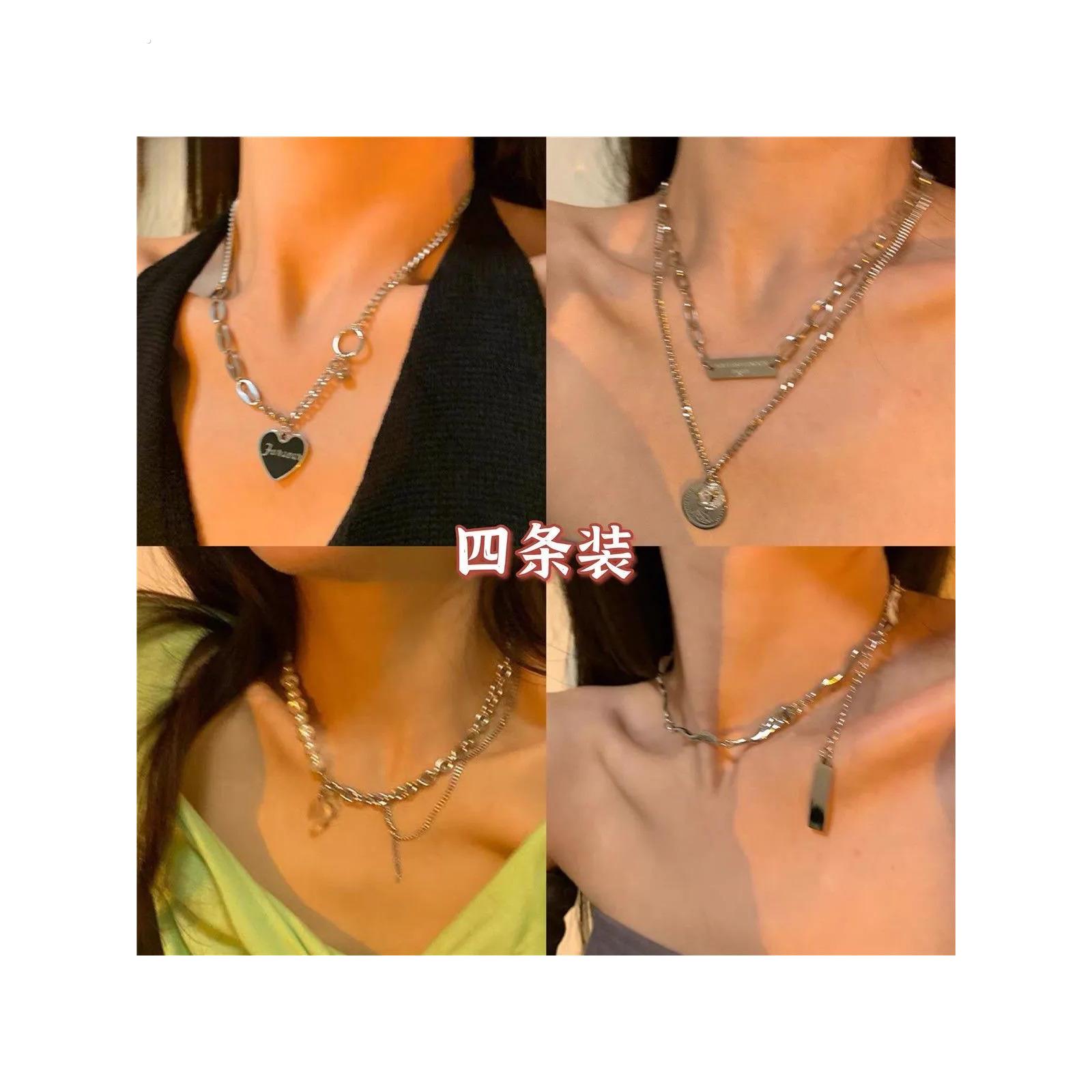 爱心字母项炼女秋冬新款甜酷毛衣炼小众设计感中性风冷淡风锁骨炼