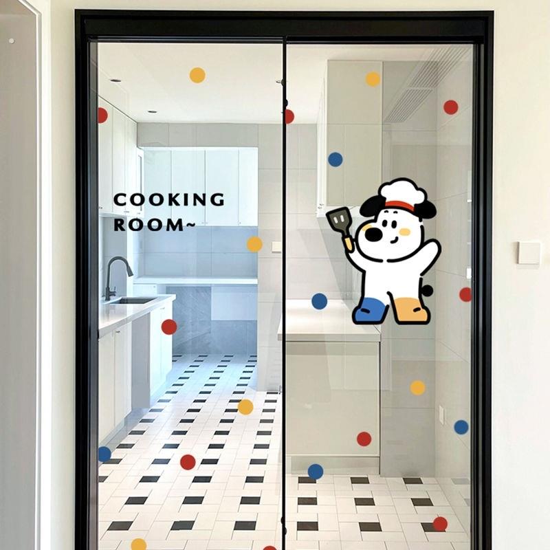 彩色波点静电贴免胶无痕隔断玻璃门贴防撞贴画家用化妆室装饰贴画