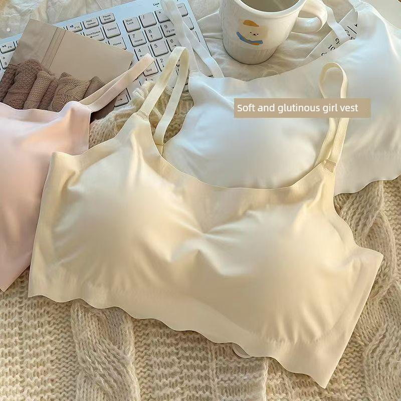 新款小清新无缝内衣女士运动俯卧撑无框女生胸罩学生初中生透气薄