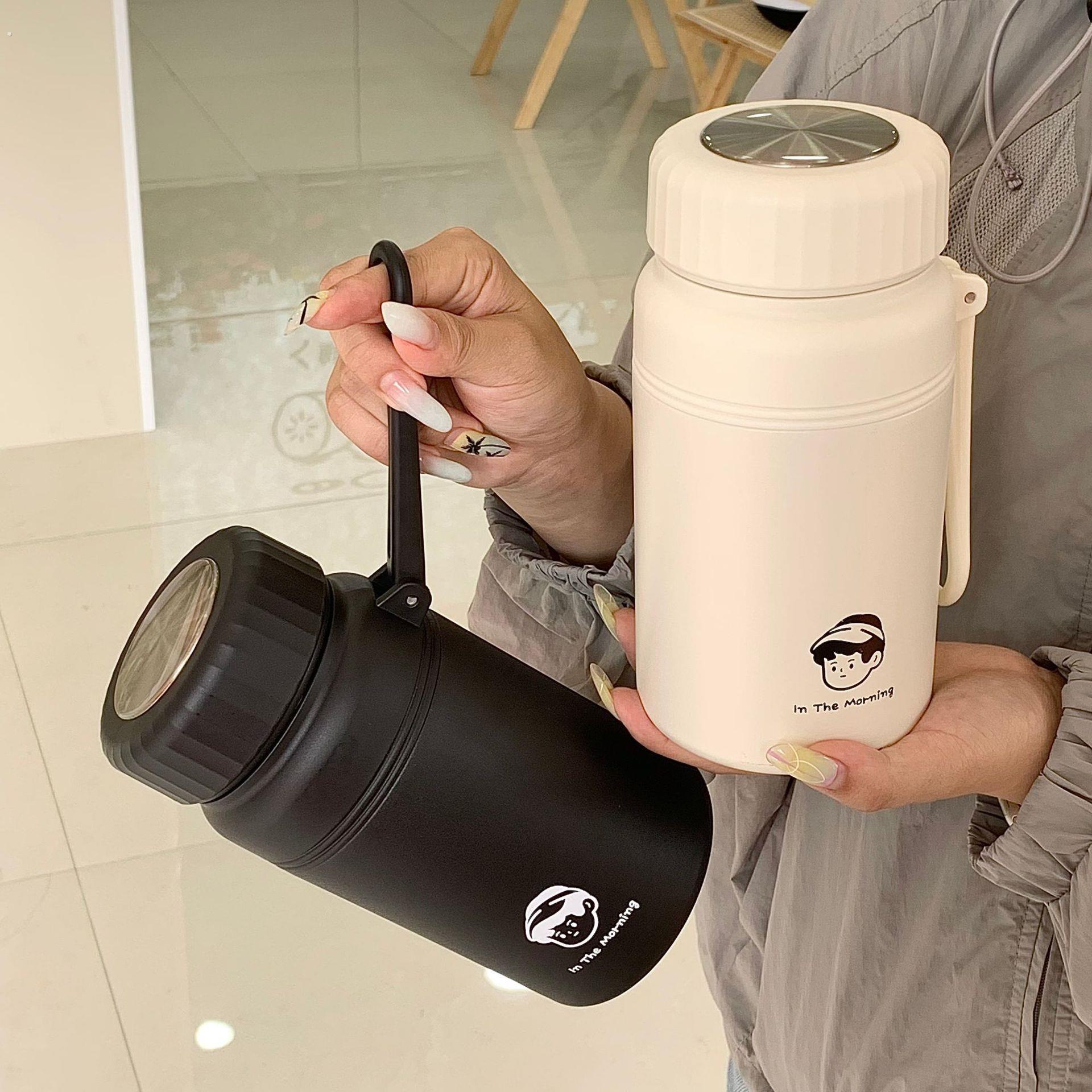 高颜值帽子男孩保温杯新款316不锈钢茶水分离水杯子大容量杯学生