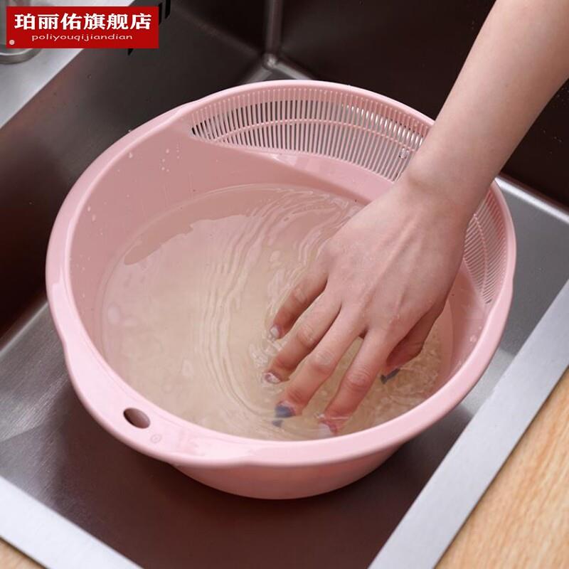 家用多功能加厚洗米筛淘米器沥水篮厨房用品淘米盆塑料洗菜果蔬篮
