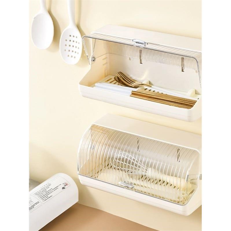筷子收纳盒家用高档新款壁挂式放勺子筷子筒置物架沥水防尘筷篓笼