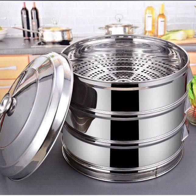 大型蒸笼加厚无磁性不锈钢蒸笼商用家用大型蒸笼家用蒸网三层双层