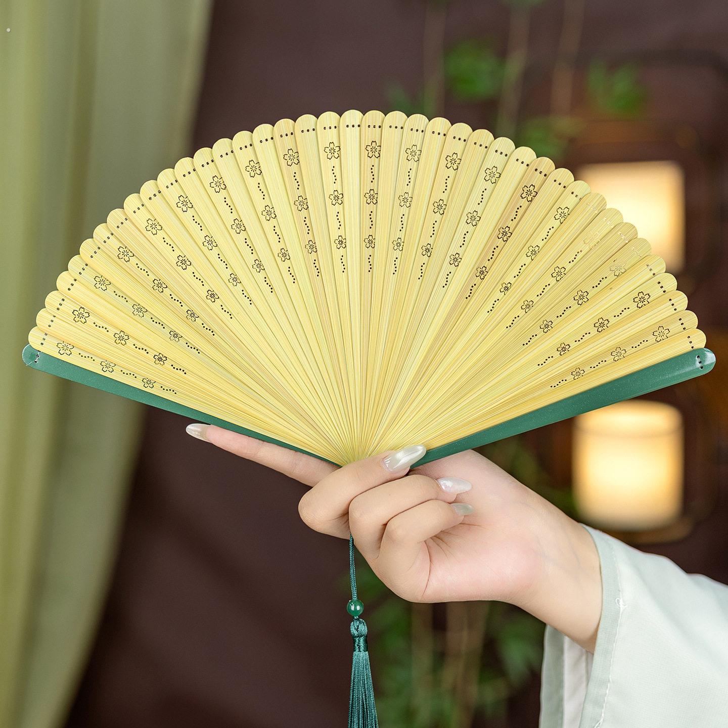 全竹扇中国风扇子古风夏天携带小巧折扇中式汉服旗袍专用跳舞表演