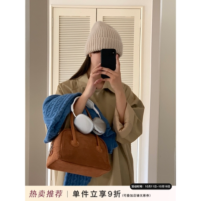 棕色手提包女高级秋冬麂皮绒