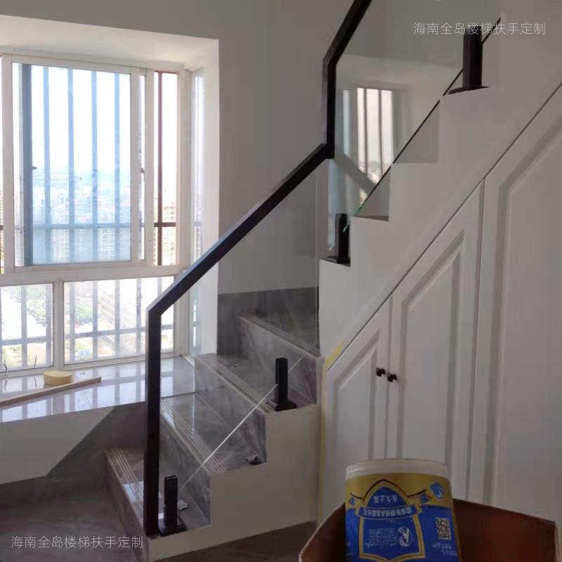 玻璃扶手护栏家用室内海口三亚包安装自建房复式别墅实木楼梯扶手