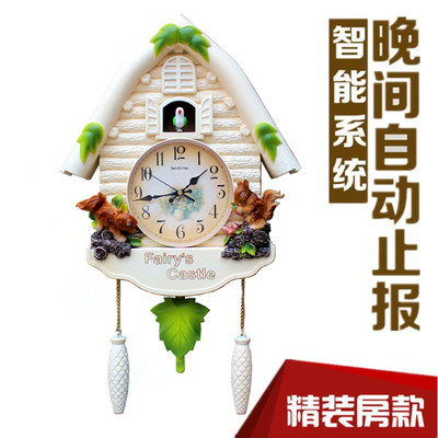 欧式创意复古树脂双面布谷鸟挂钟客厅墙上装饰品墙面壁挂钟表挂表