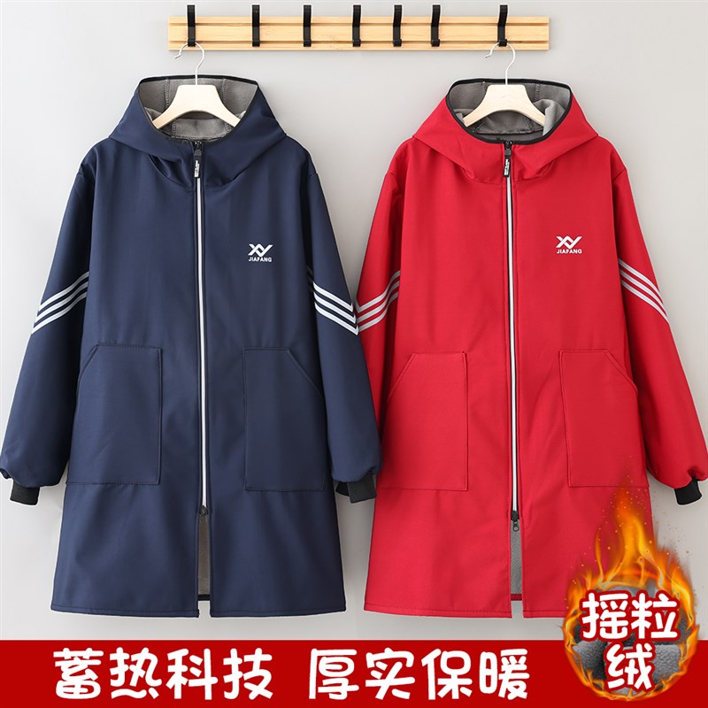 冬季加绒长袖保暖罩衣耐脏防污抗风大褂户外工作服男女围裙防寒