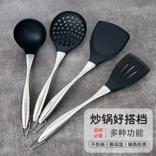 304不锈钢锅铲家用耐高温硅胶铲子不粘锅专用炒菜煎铲汤勺子厨具