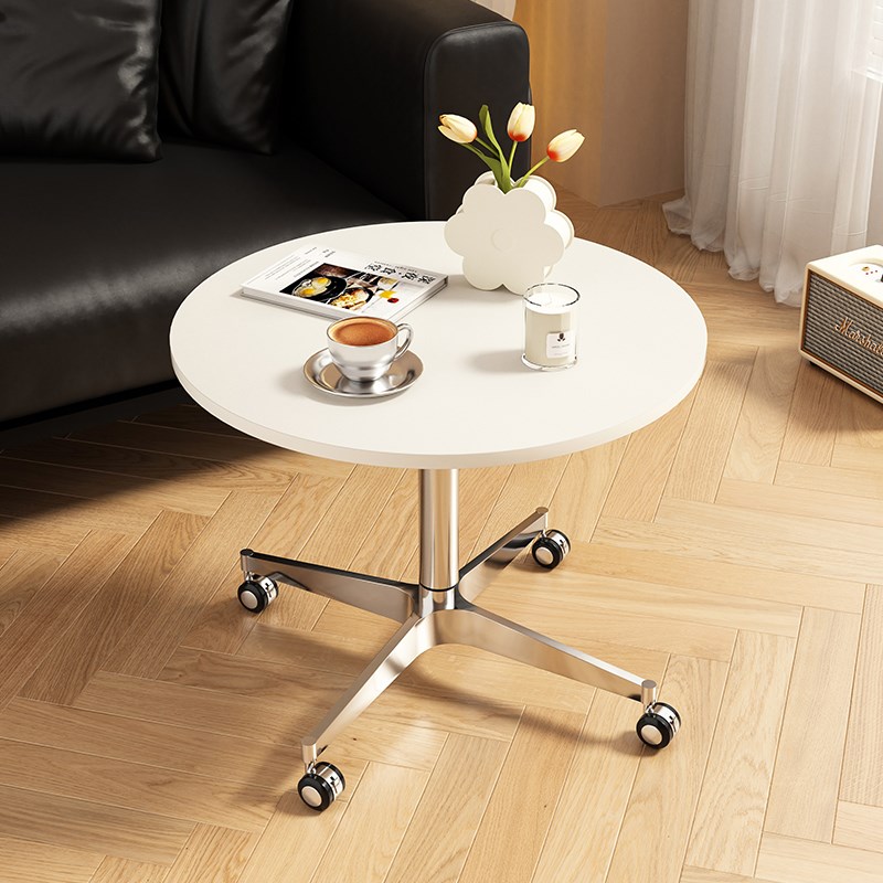 可升降茶几小圆桌家用客厅白色洽谈桌接待桌椅组合阳台休闲小茶桌