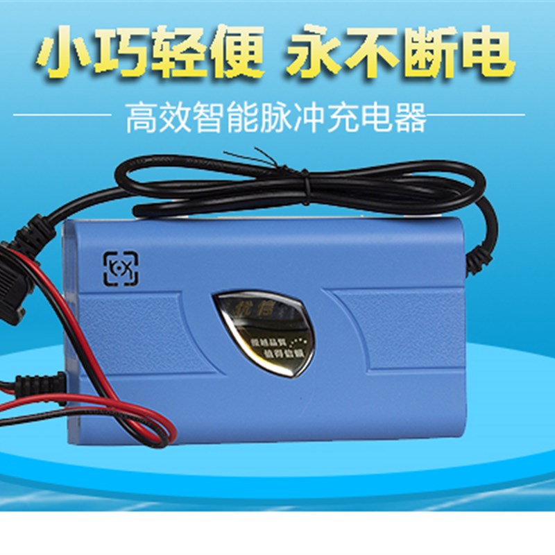 优信12V汽车充电器机车轿车蓄电池12伏修复脉冲智能充电机