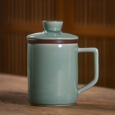 青瓷高档茶杯陶瓷带过滤泡茶杯办公室茶楼个人专用定制茶水分离杯