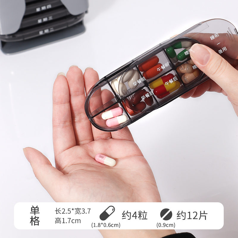 饭前饭后药盒7天大容量早午晚餐前餐后小号迷你便携药品分装盒子