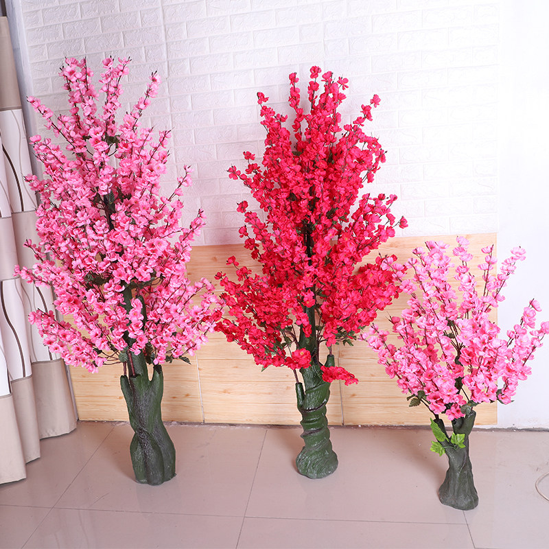 仿真桃花假树盆栽客厅摆设装饰桃树落地花室内树假塑料植物大盆景