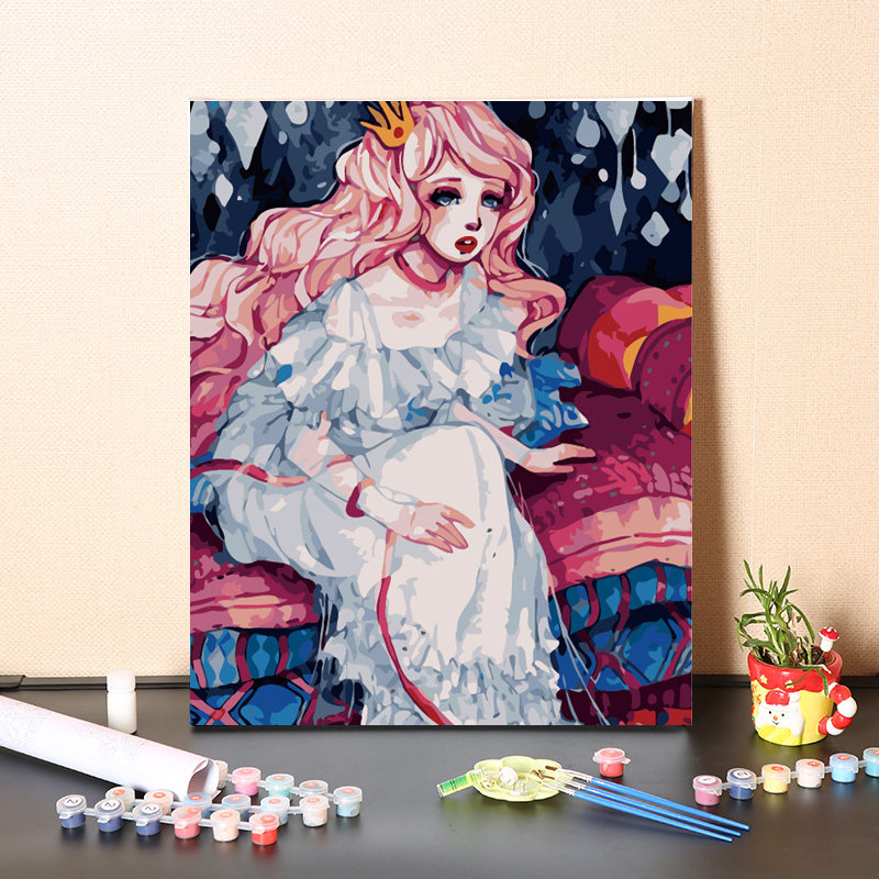 数字油画diy填充古风花宴美少女客厅手工填色人物油彩丙烯画画