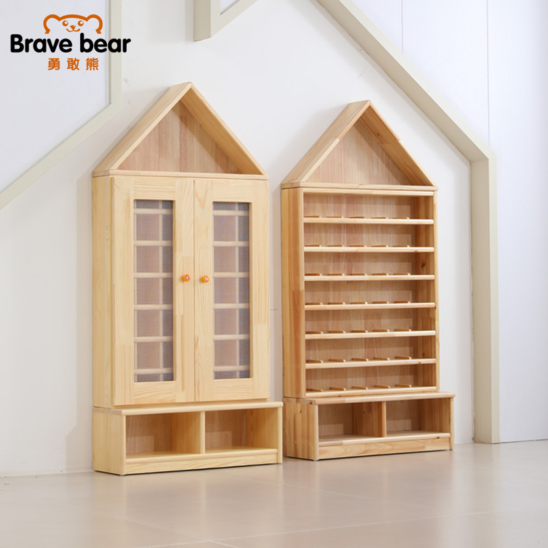 幼儿园实木口杯架儿童宝宝水杯架木质茶杯柜水杯柜带门挂墙定做