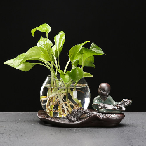 创意绿萝水培透明花瓶水养植物器皿办公室桌面装饰品客厅插花花器