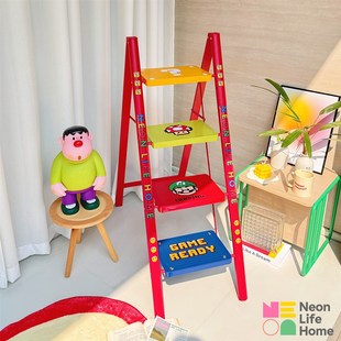 家用四步梯多巴胺加厚折叠梯轻便多功能梯子花架梯置物梯凳人字梯