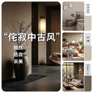 复古侘寂风乳胶漆室内家用自刷卧室沙发电视背景墙胡桃木墙漆涂料