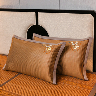 c夏季 枕套一对装 凉席冰丝枕头套家用儿童48cmx74cm单个竹席藤枕竹