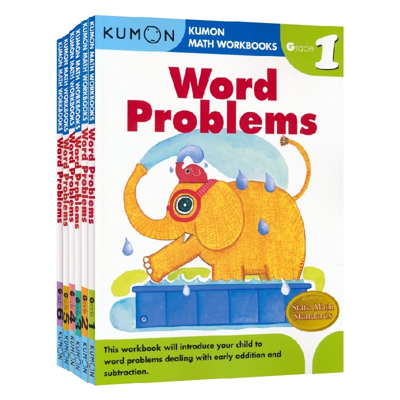 Kumon Math Workbooks Word Problems G1-G6 公文式教育 儿童数学练习册英语应用题小学6册 思维训练 英文原版进口图书