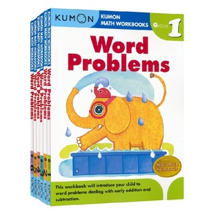 公文式 Math Kumon 教育 英文原版 Word 思维训练 Workbooks 进口图书 Problems 儿童数学练习册英语应用题小学6册