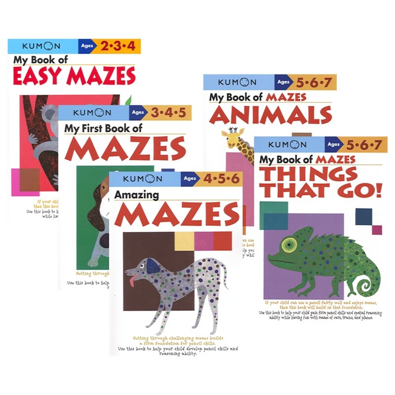 Kumon Basic Skills Workbooks Ages 2-4岁 公文式教育儿童英语启蒙教辅 基础技能 游戏书 色彩连线迷宫 英文原版练习册