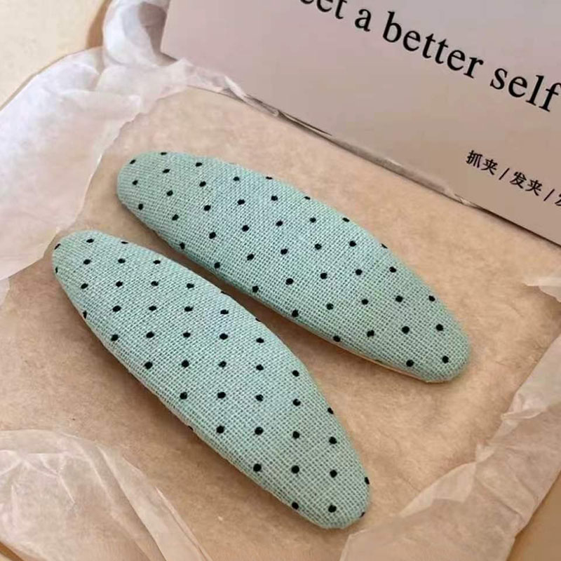 薄荷蓝绿色波点刘海夹