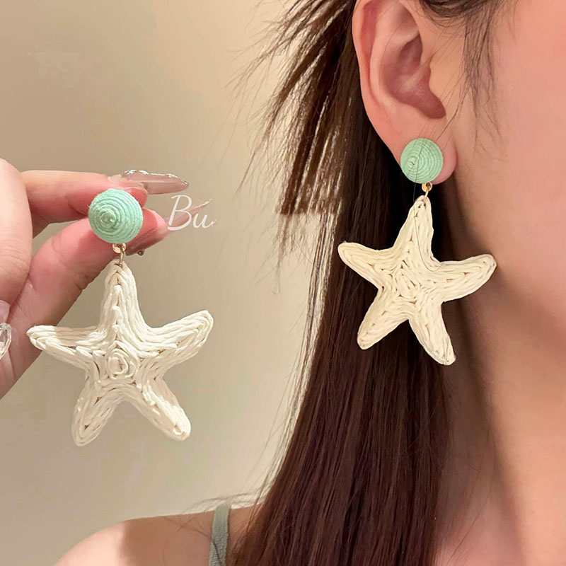 海边度假编织海星耳环