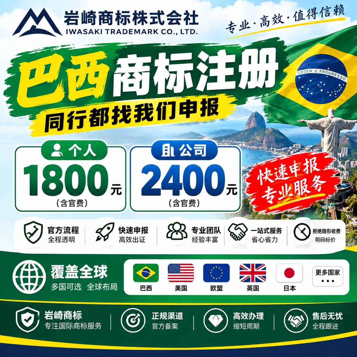 巴西商标注册 同行代理合作价 知识产权服务