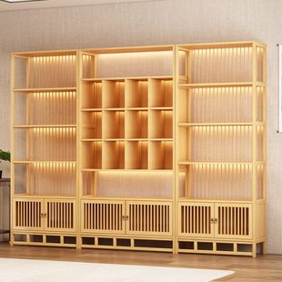 多宝阁茶叶展示柜摆件置物架实木茶室办公室隔断屏风 博古架新中式