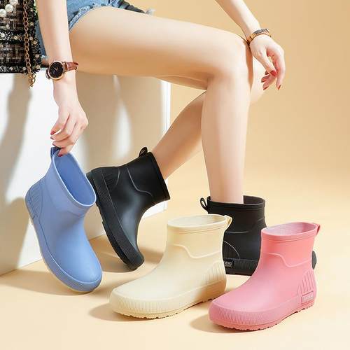 2025简约时尚短筒女雨靴防滑雨鞋雨天外穿防水靴女水鞋胶鞋