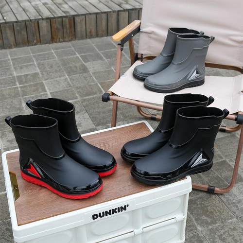 高档雨鞋男士新款防雨防水鞋中筒防滑雨靴工作胶鞋外贸水鞋男