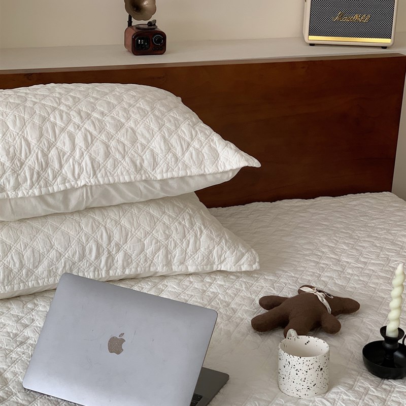 韩国全棉夹棉床盖绗缝单件加厚床单砂洗80支纯棉夏季薄被子夏凉被