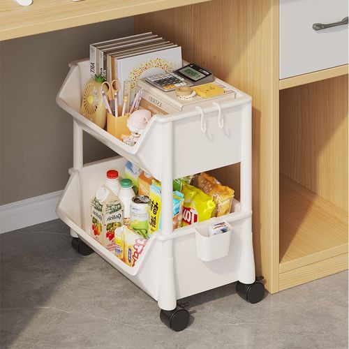 可移动书架落地置物架多层带轮小推车收杂物零食书桌旁收纳柜书柜