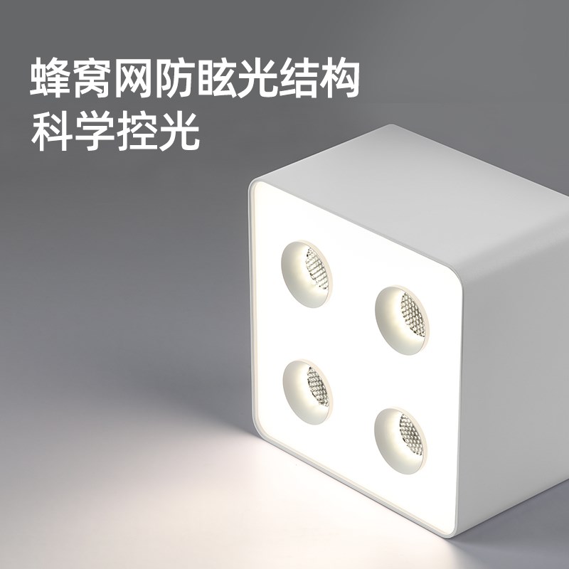 魅光照明 明装射灯筒灯一体家用客厅卧室吸顶双头四头泛光斗胆灯