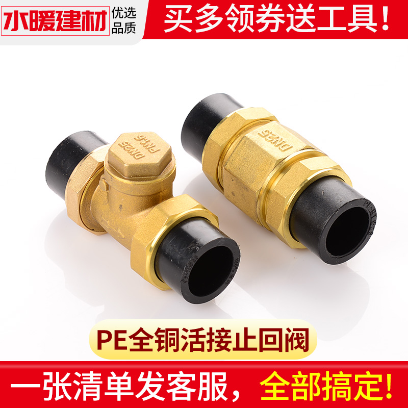 pe管配件热熔阀门开关铜止回阀单向止水阀4分20 25 32pe水管接头
