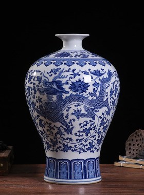 新中式酒店茶室博古架多宝阁茶柜装饰摆件仿古青花瓷花瓶茶壶茶具