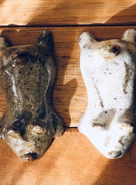 适野  日常卡通白色筷枕摆件手作陶器庭院民宿日式陶艺送礼陶瓷