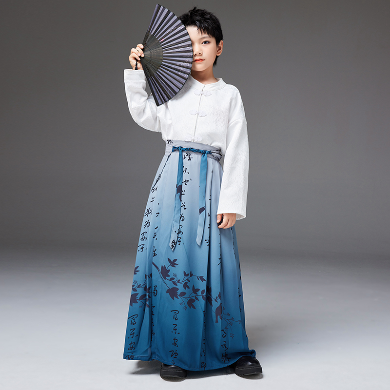 儿童中国风表演服装女童马面裙元旦古典舞合唱演出服汉服男童古装