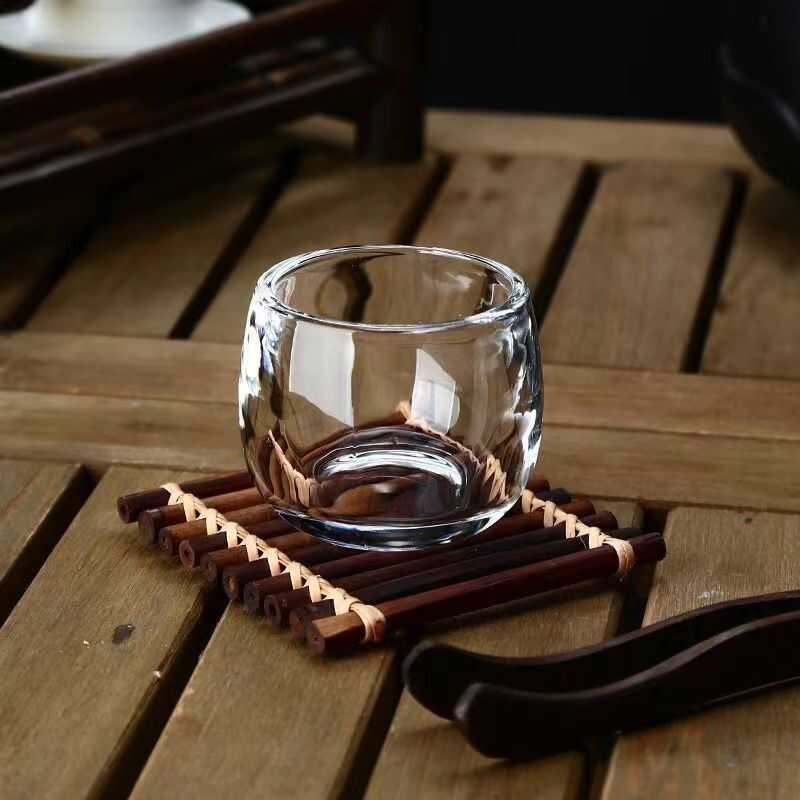 防烫主人杯高档玻璃杯扳指杯加厚不烫手个人家用杯养生中式茶杯